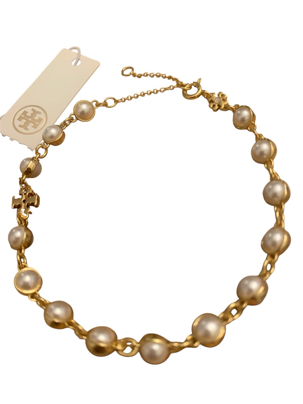 Tory Burch Gold-Tone Faux Pearl Station Bracelet